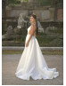 Plunging V Neck Beaded Ivory Lace Tulle Sexy Wedding Dress